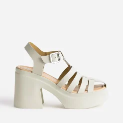 Sandale TEXTO beige clair en cuir à plateforme