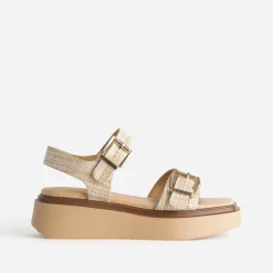 Sandale TEXTO beige effet raphia