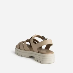Sandale TEXTO beige en cuir à semelle crantée