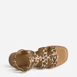 Sandale TEXTO beige motif léopard cuir éco-conçu