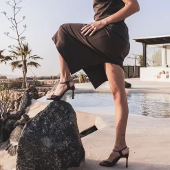 Sandale TEXTO bordeaux vernie à talon