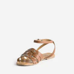 Sandale TEXTO camel éco-conçue en cuir