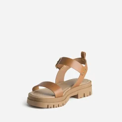 Sandale TEXTO camel cuir semelle crantée