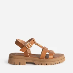 Sandale TEXTO camel cuir décor soleil