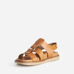 Sandale TEXTO cognac cuir multi brides