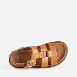 Sandale TEXTO cognac cuir multi brides