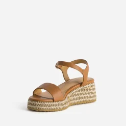Sandale TEXTO compensée camel