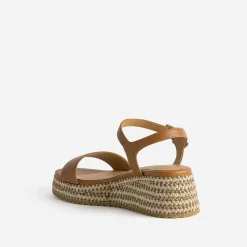 Sandale TEXTO compensée camel