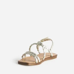 Sandale TEXTO dorée en cuir brides entrelacées