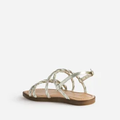 Sandale TEXTO dorée en cuir brides entrelacées