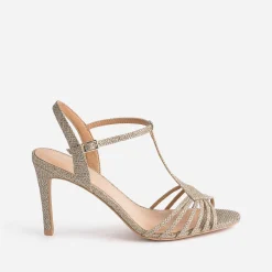 Sandale TEXTO dorée pailletée à talon