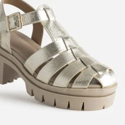 Sandale TEXTO dorée semelle épaisse crantée