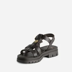 Sandale TEXTO marron cuir décor soleil