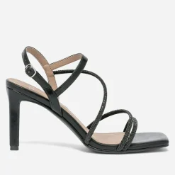 Sandale TEXTO noire à brides strassées