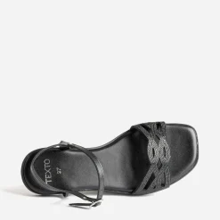 Sandale TEXTO noire brides strassées