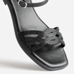 Sandale TEXTO noire brides strassées