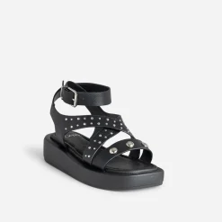 Sandale TEXTO noire cloutée