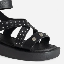 Sandale TEXTO noire cloutée