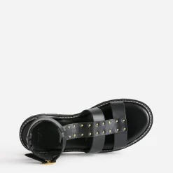 Sandale TEXTO noire en cuir clouté
