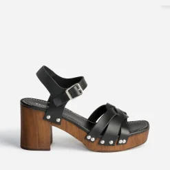 Sandale TEXTO noire en cuir