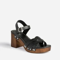 Sandale TEXTO noire en cuir