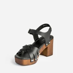 Sandale TEXTO noire en cuir