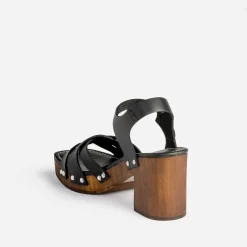 Sandale TEXTO noire en cuir