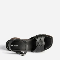 Sandale TEXTO noire en cuir