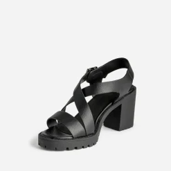 Sandale TEXTO noire en cuir semelle crantée