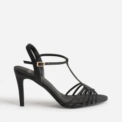 Sandale TEXTO noire pailletée à talon
