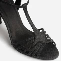 Sandale TEXTO noire pailletée à talon