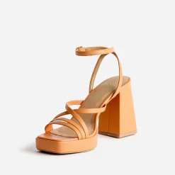 Sandale TEXTO orange à talon flare