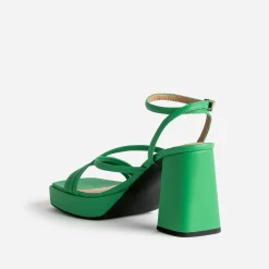 Sandale TEXTO verte à talon flare