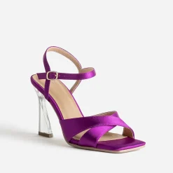 Sandale TEXTO violine satiné à talon flare