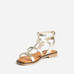 Sandale-spartiate camel cuir