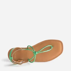 Sandale-tong TEXTO verte en cuir métallisé