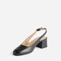 Slingback noir en cuir