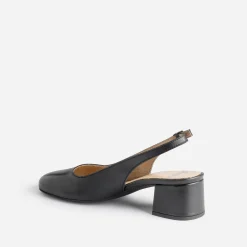 Slingback noir en cuir