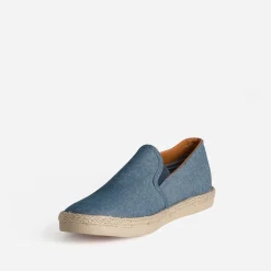 Slip-on bleu toile détail corde