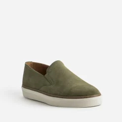 Slip-on kaki éco-conçu en cuir velours