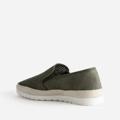Slip-on kaki en toile bi-matière