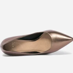Stiletto TEXTO bronze métallisé à talon verni