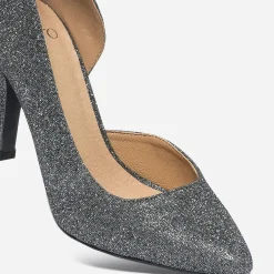 Stiletto TEXTO gris pailleté