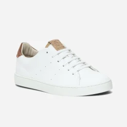 Tennis 1927 blanche et camel femme en cuir éco-conçu