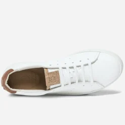 Tennis 1927 blanche et camel femme en cuir éco-conçu