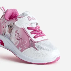 Tennis BARBIE rose et blanc pailleté semelle lumineuse