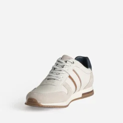 Tennis beige clair et marron bi-matière