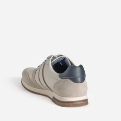 Tennis beige clair et marron bi-matière