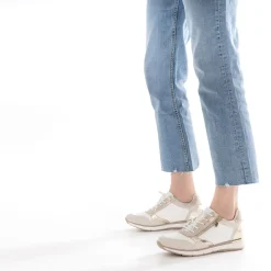 Tennis beige et écrue bi-matière