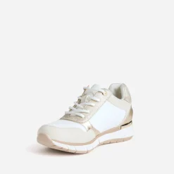 Tennis beige et écrue bi-matière